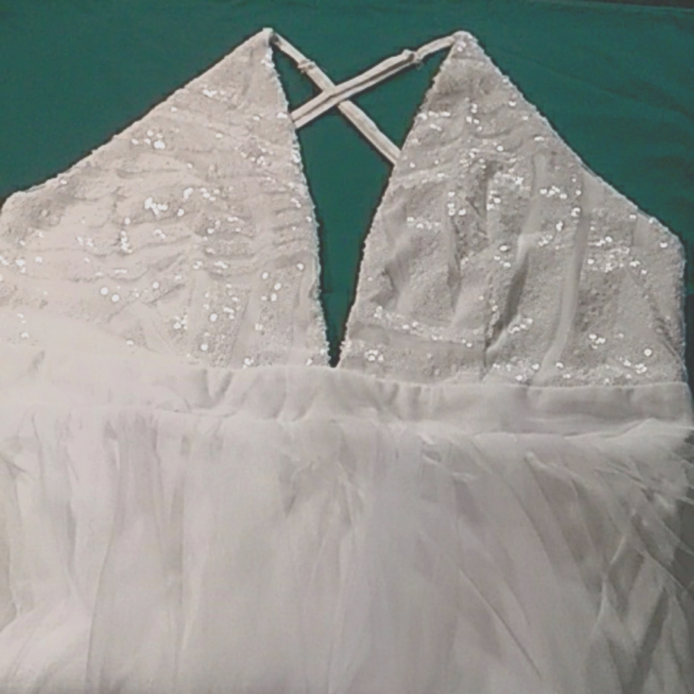Luxxel white wedding gown size L worn once